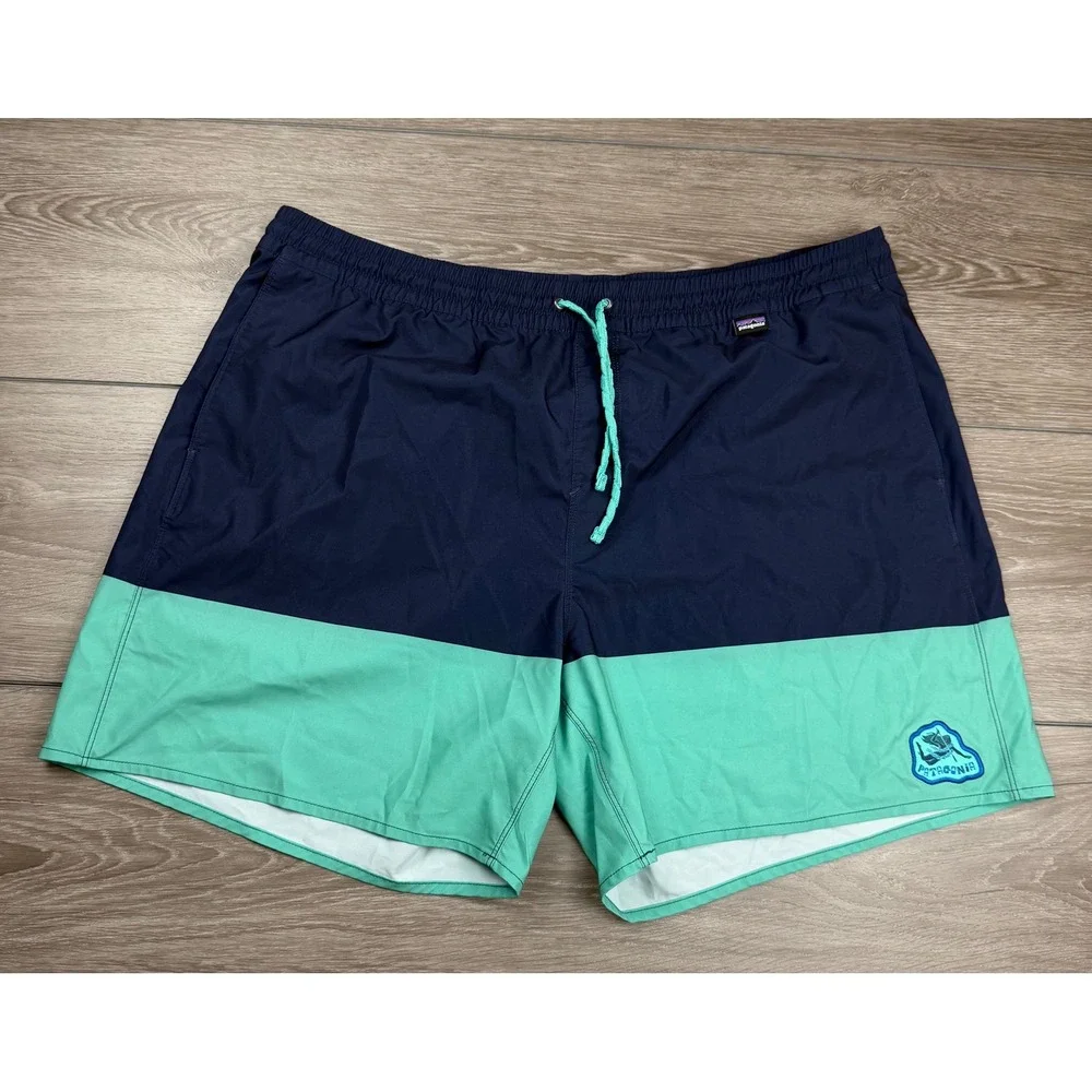Patagonia Mens Hydro Series Boardshorts Colorblock Navy Teal XXL